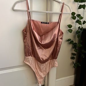 Nasty Gal Satin Cowl Neck Bodysuit